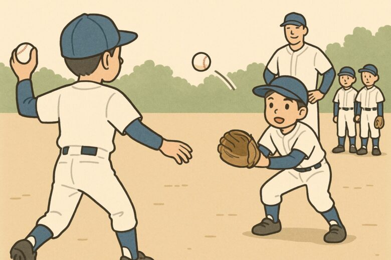 学童野球　体験会　子供とコーチ